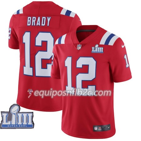 Camiseta Hombre NFL New England Patriots Tom Brady 12 Nike Rojo 2019 Super Bowl LIII Camiseta Hombre NFL New England Patriots Tom Brady 12 Nike Rojo 2019 Super Bowl LIII